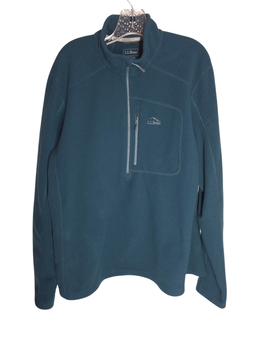 L.L. Bean Men's Teal Quarter-Zip Fleece Pullover